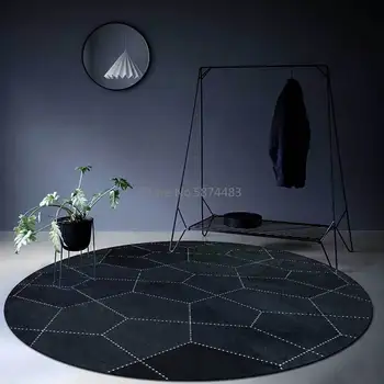  200cm Modern Minimalist Moda Geometrik Koyu Mavi Siyah Oturma Odası Yatak Odası Asılı Sepet Sandalye Yuvarlak Zemin Mat Özelleştirme