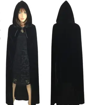  Cadılar bayramı Cadı Kostüm Kadın Erkek Yetişkin Parti Elbise Uzun Siyah Déguisement Prens Prenses Kapşonlu Pelerinler Pelerinler