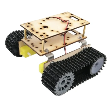  Robot Çift Katmanlı Tank Şasi Yapı Taşları Ahşap Tahta TT Motor 3-9V Paletli Akıllı Araba Şasi Gençlik Eğitim