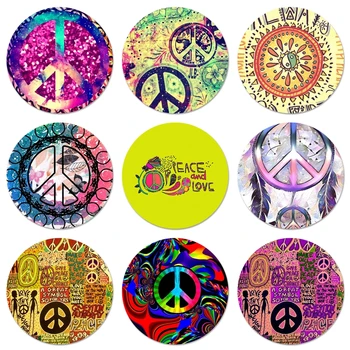  58mm Hippi Hippi Psychedelic Sanat Barış Simgeler rozet pimleri Dekorasyon Broş Metal Rozetleri Giysi Sırt Çantası Dekorasyon