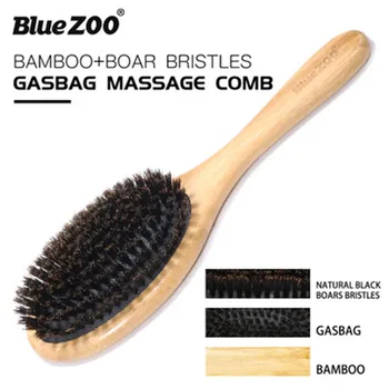  Doğal Bambu Saç Fırçası Bambu Siyah Domuzu Kıllar Gasbag Masaj Tarak Saç Büyüme Geliştirmek Kepek Derisi Saç Dökülmesini Önlemek