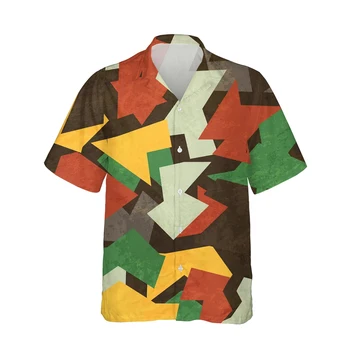  2022 3D Düzensiz Kamuflaj Baskı havai gömleği Erkek Harajuku Renkli Moda Trendi Akçaağaç Yaprağı Camo Gevşek Üstleri Streetwear 5XL