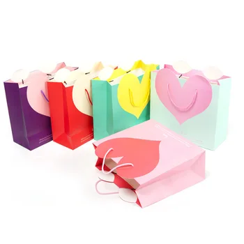  yüksek kaliteli Aşk kalp Noel düğün parti kağıt hediye çantası