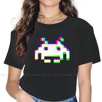  Space Invaders Kötü Kadın Gömlek Piksel Büyük boy Vintage Giyim Harajuku Rahat Kadınsı Blusas