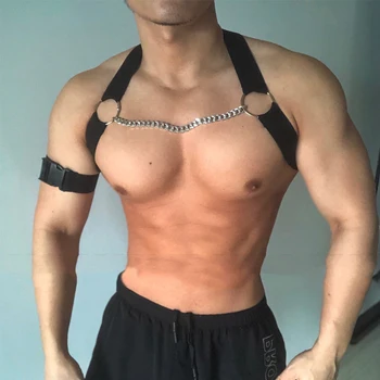  Moda Erkek Ayarlanabilir Göğüs askıları Esaret Kayış Kırpma Üst Erkekler Seksi Kulübü cosplay Demeti Kemer