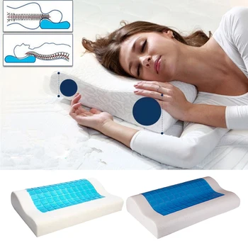  Kontur Bellek Köpük Yastık Soğutma Jeli ile Boyun Desteği Yastık Yatak Yastık 50x30x10CM