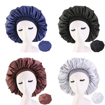  1 adet Saten saç bonesi Uyku İçin Görünmez Düz Taklit İpek Yuvarlak Saç Bakımı Kadın Şapkalar Töreni Ayar Düğmesi Gece Şapka