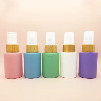  30 ML Cam pompa şişeleri Losyon Köpük Çevre Dostu Bambu Boş Havasız Seyahat Taşınabilir Kozmetik Şampuan Kapları Basın Şişeleri