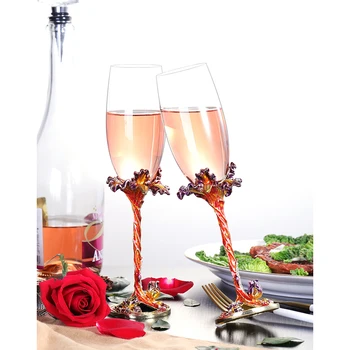  2 adet / takım Avrupa Emaye Kurşunsuz Kristal şarap bardağı şampanya bardakları kadeh Yaratıcı düğün hediyeleri drinkware