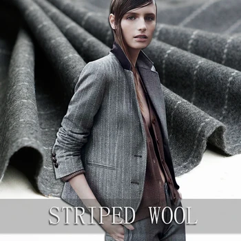  Yüksek dereceli zarif gri çizgili yün kumaş Yeni yün kumaş ceket ceket takım elbise yün kumaş