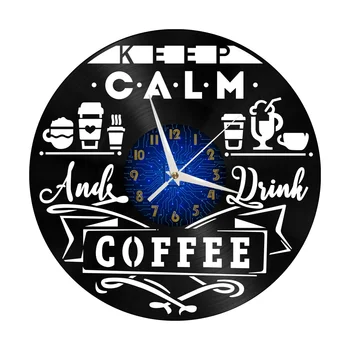  Kahvenin tadını çıkarın 2 Vinil Duvar Saati, Vinil Kayıt Saati Duvar Sanatı Sessiz ve Geçmeyen