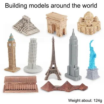  Çocuk Aydınlanma Bilişsel Oyuncak Simüle Yapı Modeli Etrafında WorldFeatured Landmark Binalar Masaüstü Süs Şekil