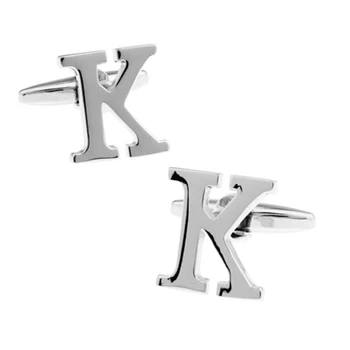 Gömlek manşet kol düğmesi simli mektup K kol düğmesi bakır malzeme tasarım moda İngilizce harfler kol düğmeleri ücretsiz kargo