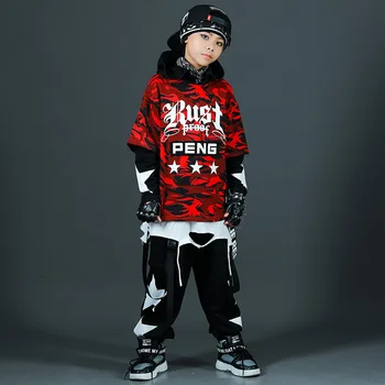  Erkek Sokak Dansı Hoodies Kazak Joggers Pantolon Çocuk Hip Hop Kostüm Moda Giyim Setleri Çocuk Streetwear Kıyafetler 10 12 14Y