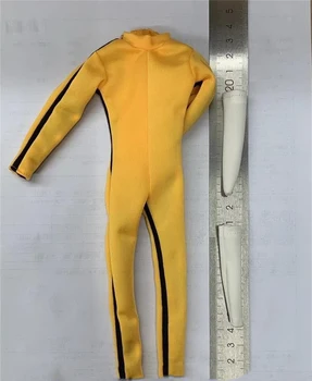  Satılık 1 / 6th Moda Sarı Kung Fu Spor Tulumlar Çorap Bruce Lee Hiçbir Vücut Figürleri Takım Elbise Dar Omuz 12 inç Vücut