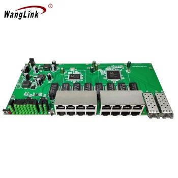  Wanglink Toptan 24/48V Güç POE GİRİŞİ ve POE Çıkışı Ters POE Anahtarı 16Port Ethernet 10/100 / 1000Mbps + 2*1.25 G SFP Yuvası PCBA