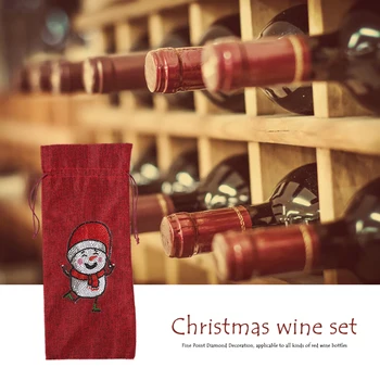  Elmas Boyama Noel şarap şişe kapağı Matkap DIY Merry Christmas İpli Çanta Kitleri Noel Masa Süslemeleri Yeni Yıl Hediye