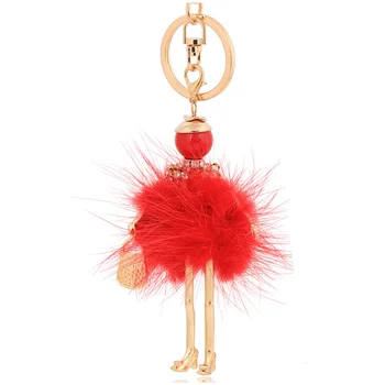  kadın moda kürk anahtarlık sıcak satış kırmızı anahtarlık tutucu püskül anahtarlık çanta aksesuarları