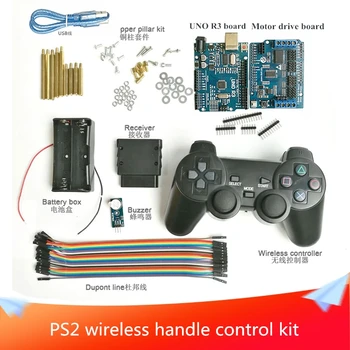  PS2 Kablosuz Kolu Kontrol Kiti arduino için Kurulu + Motor sürücü kartı Akıllı Robot tank araba Şasi DIY RC Engellerden Kaçınma