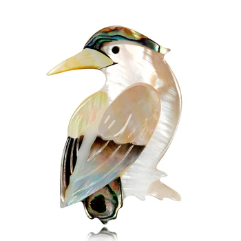  50 adet / grup Ücretsiz Kargo Çok Renkli Kuş Broş Doğal Abalone Kabuk Broş Takı