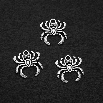  12 adet / grup 18x18mm Antik Gümüş Kaplama Örümcek Böcek Charms Cadılar Bayramı Kolye Moda Tılsımlar Takı Ek Malzeme