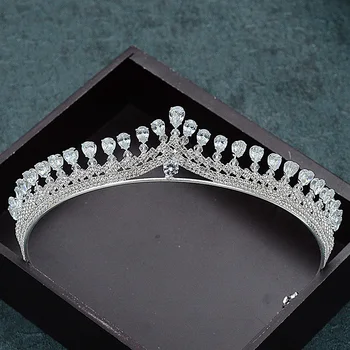  Kübik Zirkonya Düğün Tiara Gelin Büyük Kral Prenses taç gelin tacı Noiva Hairband Saç Tarak Başlığı Kafa Takı