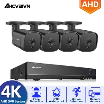  AHCVBIVN 8MP AHD İzleme Kamera Sistemi Açık Sokak CCTV DVR ev güvenlik kamerası Sistemi 4K 4CH Hareket Yüz Algılama Kiti