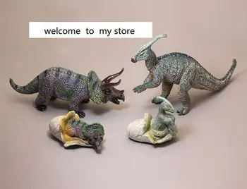  pvc şekil Simülasyon hayvan dinozor üçgen ejderha yardımcısı yengeç ejderha ve kadın dinozor yumurtası oyuncak modeli 4 adet / takım
