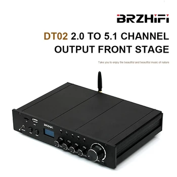  ESİNTİ Ses DT02 2.0 ila 5.1 Kanal Çıkış Preamplifikatör QS 7785QF Preamp Destekler Bluetooth 5.0 / USB / TF / AUX Kart Girişi