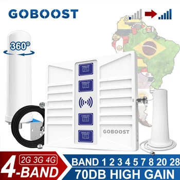  GOBOOST LTE Cep Sinyal Güçlendirici 4 Bant 2G 3G 4G Ağ Tekrarlayıcı GSM 850 1800 2100 1900 1700 700 800 2600 MHz Hücresel Amplifikatör