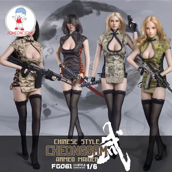  FG061 1/6 Yangın Kız Oyuncaklar Seksi Kadın Cheongsam Çin Tarzı Elbise Çorap Takım Modeli için 12 İnç Action Figure Vücut bebek