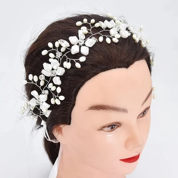  Muhteşem Zarif Gümüş Kristal İnci Çiçek Gelin Kafa Bandı saç aksesuarları Kafa Bandı Gelin Düğün Parti Takı Aksesuarları