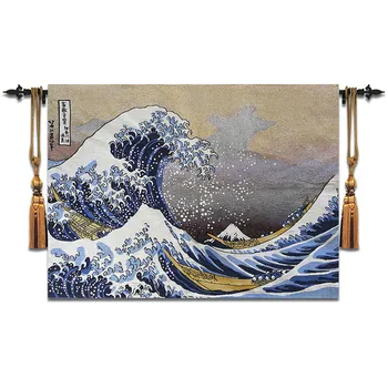  65 * 95 cm Hokusai Büyük Dalga duvar asılı goblen Ev Pamuk deco tekstil kumaş Tapiz Goblen Tapisserie Arazzo medievale