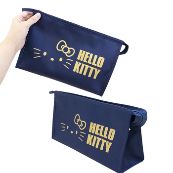  Kawaii Sanrio Hello Kitty Karikatür Kozmetik Çantası Tuval Taşınabilir Basit saklama çantası Sevimli Büyük Kapasiteli Yıkama Çantası doğum günü hediyesi