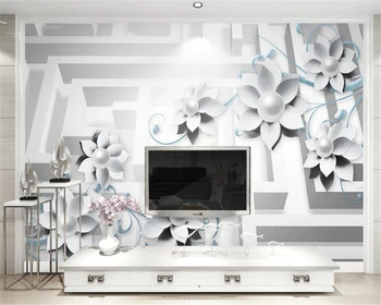  Beibehang Özel Duvar Kağıdı Hafif ve zarif 3D 3D Metal Takı Çiçek Oturma Odası Yatak Odası Kanepe TV Arka Plan 3d duvar kağıdı