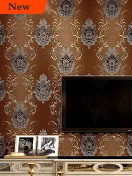  3D Duvar Kağıdı Klasik Lüks Şam Rulo Kabartmalı Ayna Çiçek Desen duvar kağıdı Ev Oturma Odası Yatak Odası Papel De Parede
