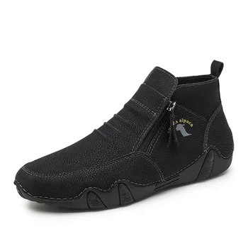  DAFENP Sonbahar Moda yeni yüksek top rahat ayakkabılar İngiliz tarzı Ahtapot taban erkek ayakkabıları erkek yumuşak alt sürüş ayakkabısı 38-46