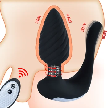  Kablosuz Kontrol Rotasyon Boncuk Anal Plug Vibratörler Erkek prostat masaj aleti Erkekler Vajina Masturbator Dildos Seks Oyuncakları Eşcinsel