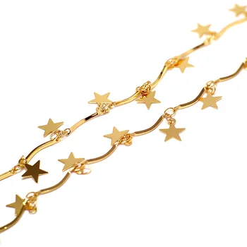  Yıldız Zincirleri, Altın Rengi Kaplama Pirinç, 1.2x0. 9mm Zincir, Kolye Bilezik Zincirleri, Takı Kolye Yapımı