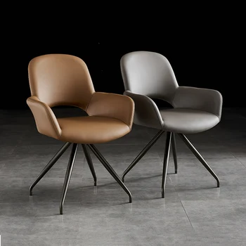  Veranda İskandinav Sandalyeler Modern Deri Salon Mutfak Ergonomik Rahat Salon yemek sandalyeleri Tasarım Cadeira Kütüphane Mobilyaları
