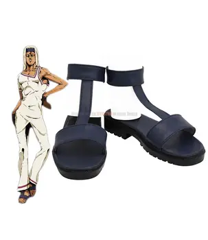  JOJO Tiziano Ayakkabı Cosplay jojo'nun Tuhaf Macera Tiziano Cosplay Sandalet Siyah Ayakkabı Custom Made