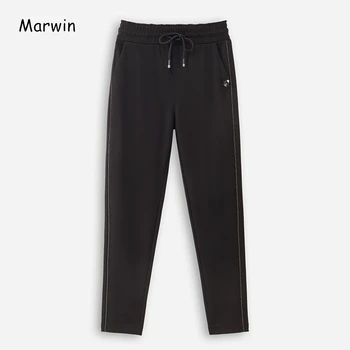  Marwin 2020 Yeni Gelen Bahar İmparatorluğu Katı Yüksek Elastik Bel pantolon Ofis bayanlar Rahat Yüksek Sokak Moda Orta Yaşlı Pantolon