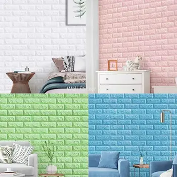  Tek Parça 3D Çocuk Yatak Odası Beyaz Tuğla Köpük Duvar Sticker Duvar Kağıdı DIY Ev Odası Ev Dekor Kendinden Yapışkanlı Korumak Çocuk