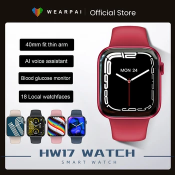 Wearpai Kadın Smartwatch HW17 akıllı saat 40mm 2 Düğme Ses Asistanı ile Bluetooth Çağrı erkekler İzle pk W27 HW22 IWO 14 W46