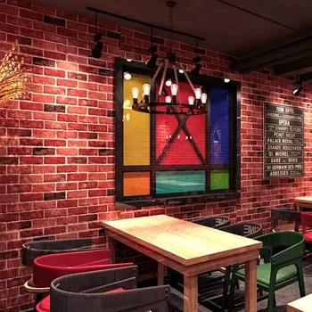  3D Retro Nostaljik Tuğla Kırmızı Tuğla Duvar Kağıdı Çin Restoran Giyim Mağazası Arka Plan Duvar Tuğla Tuğla Duvar Kağıdı