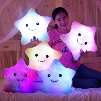  Yaratıcı Aydınlık Yastık Yıldız peluş oyuncak Parlayan led ışık Renkli Yumuşak Dolması Yastık Doğum Günü Yılbaşı Hediyeleri Çocuklar Kızlar İçin