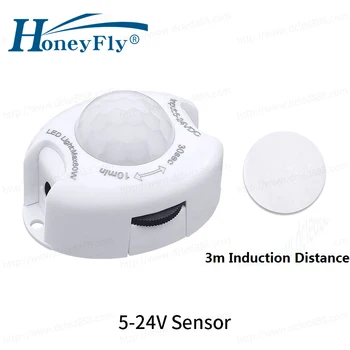  HoneyFly Hareket Sensörü Anahtarı 30sec-10min Zaman Gecikmesi Ayarlanabilir DC5-24V Kızılötesi sensörlü ışık Anahtarı Otomatik Açık / kapalı 3-5m