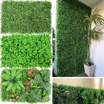  60x40cm yapay çiçekler Şimşir Yeşil Duvar Çim Zemin Panelleri Topiary Çit Bitkileri Bahçe Çit Düğün Parti Arka Plan