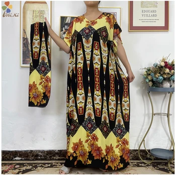  2023 Yeni Yüksek Kaliteli Afrika Elbise Kadın Dashik Abaya Elbise Afrika Çiçek Baskı Elbise Gevşek Rahat Kısa Kollu Elbise