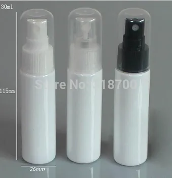  50x30 ml Silindir Beyaz plastik parfüm şişesi, 1 oz beyaz Tam kapak Sis sprey şişesi, 30cc Parfüm Atomizer